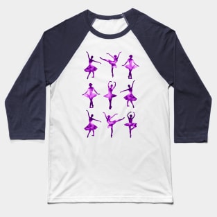 Watercolor Ballerinas (Purple) Baseball T-Shirt